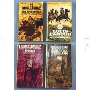 4 Vtg Western Paperback Novels Books Lamour Brionne*Timberlands*Trail*Broken Gun